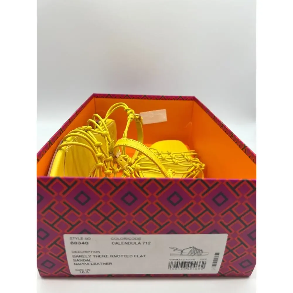 Tory Burch Barley There Knotted Flat Calendula Leather Sandals Size 10.5 NEW